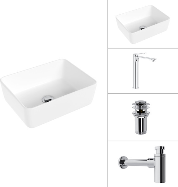 Изображение товара Умывальник со смесителем Lauter 21674B + Rio 21AM12672 + сифон 21635CH + дон.клапан 21190CH (хром)