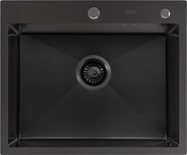 Изображение товара Мойка кухонная Arfeka ECO AR 60x50+CL AR G+DS AR Decor Millet (черный, с дозатором и коландером)