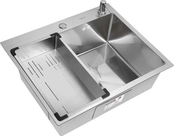 Изображение товара Мойка кухонная Arfeka ECO AR 60x50+CL AR G+DS AR Decor Millet (сатин, с дозатором и коландером)