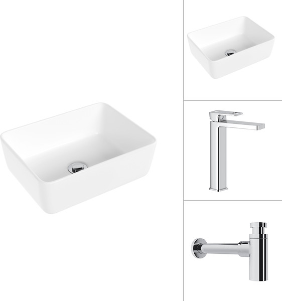 Изображение товара Умывальник со смесителем Lauter 21674B + Cascade 21СК0655C с сифоном 21635CH (хром)