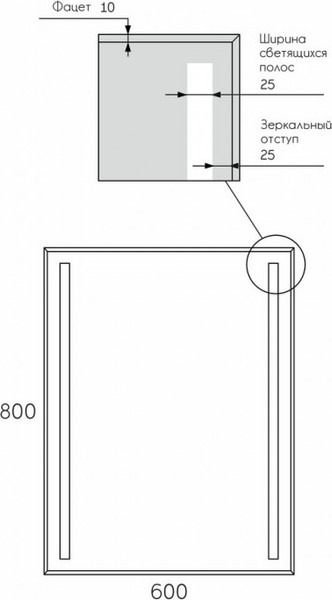 Изображение товара Зеркало Maroni Бруни Люкс LED 600х800