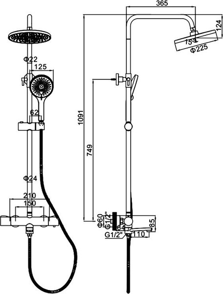 Изображение товара Душевая система со смесителем Ledeme L2427D