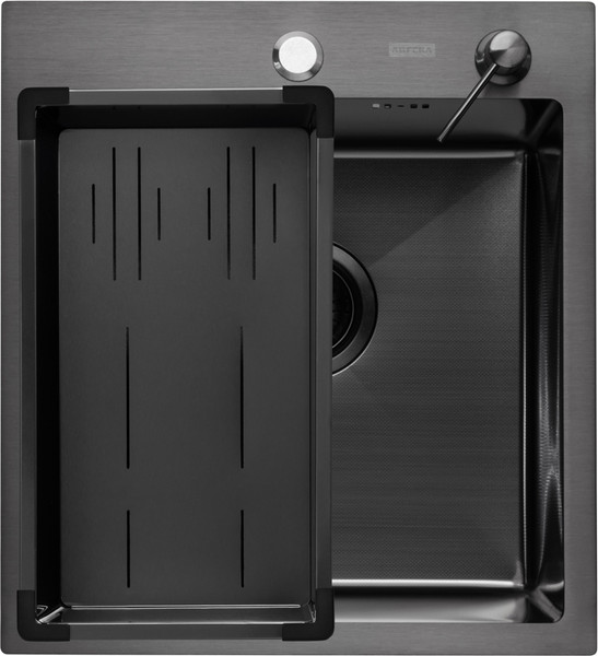 Изображение товара Мойка кухонная Arfeka ECO AR 45x50+CL AR G+DS AR (черный, с дозатором и коландером)