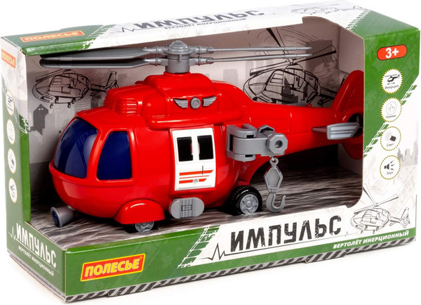 Изображение товара Вертолет игрушечный Полесье Импульс пожарный / 61823 (в коробке)