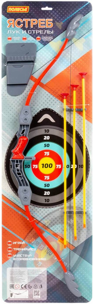 Изображение товара Лук игрушечный Полесье Ястреб + стрелы и колчан / 66798 (3шт)