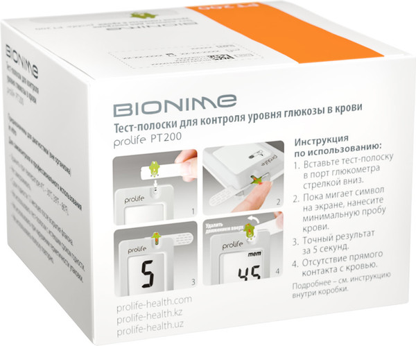 Изображение товара Тест-полоски для глюкометра Bionime Prolife PT200 (100шт)