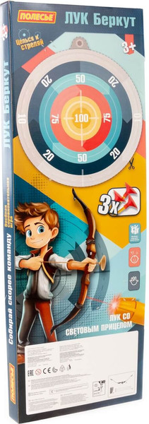 Изображение товара Лук игрушечный Полесье Беркут + стрелы и колчан / 66781 (3шт, в коробке)
