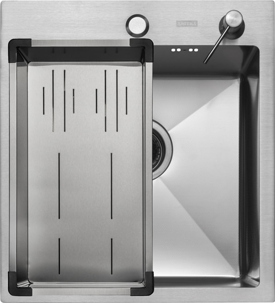 Изображение товара Мойка кухонная Arfeka ECO AR 45x50+CL AR G+DS AR (сатин, с дозатором и коландером)