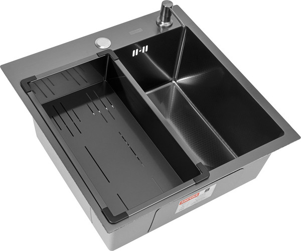 Изображение товара Мойка кухонная Arfeka ECO AR 50x50+CL AR G+DS AR (черный, с дозатором и коландером)