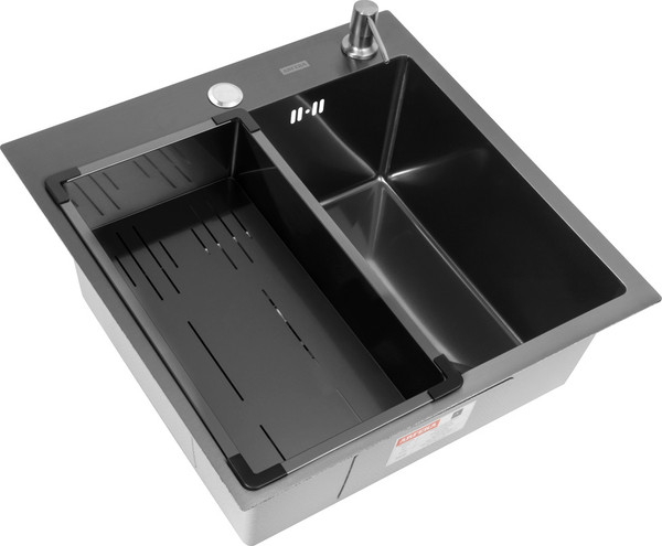 Изображение товара Мойка кухонная Arfeka ECO AR 50x50+CL AR G+DS AR Millet (черный, с дозатором и коландером)