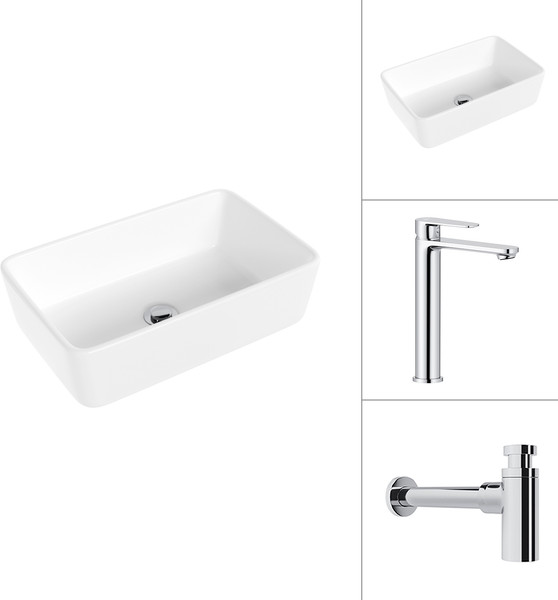 Изображение товара Умывальник со смесителем Lauter 21674A + Moon 21СK81691C с сифоном 21635CH (хром)