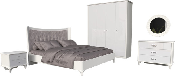 Изображение товара Комплект мебели для спальни ФорестДекоГрупп Опера 4.1 (белый/белый)