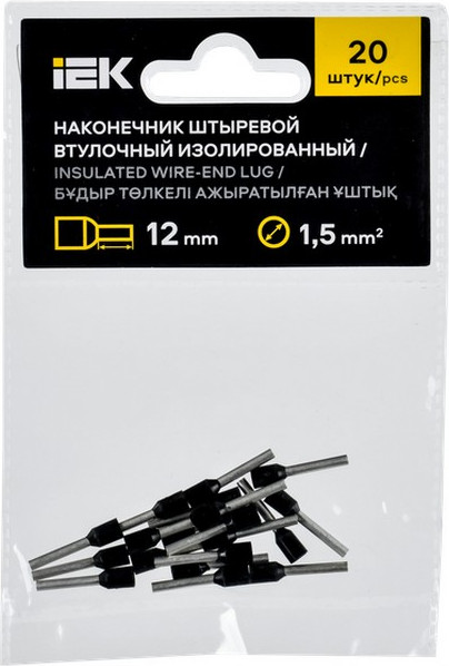 Изображение товара Набор наконечников для кабеля IEK UGN11-D15-012-020 (20шт, черный)