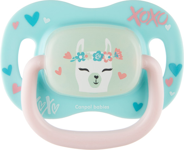 Изображение товара Пустышка Canpol Exotic Animals силиконовая симметричная 18мес / 34/922_lama
