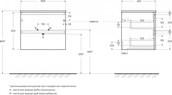 Изображение товара Тумба под умывальник BelBagno Kraft-600-2C-SO-VO