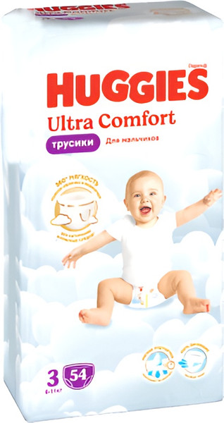 Изображение товара Подгузники-трусики детские Huggies Ultra Comfort Mega 3 Boy (54шт)