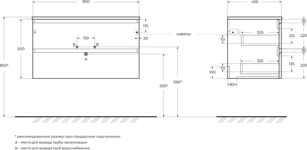 Изображение товара Тумба под умывальник BelBagno Kraft-900-2C-SO-СO