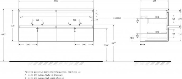 Изображение товара Тумба под умывальник BelBagno Kraft-1200-4C-SO-GSO