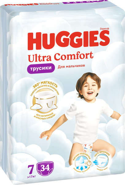 Изображение товара Подгузники-трусики детские Huggies Ultra Comfort Mega 7 Boy (34шт)