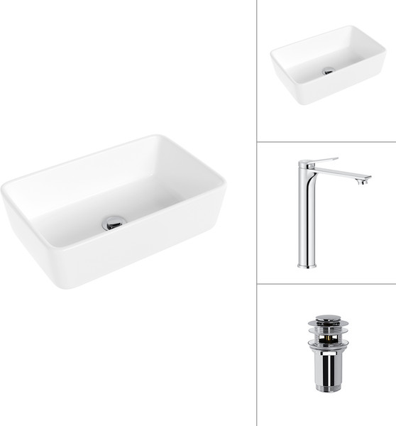 Изображение товара Умывальник со смесителем Lauter 21674A + Rio 21AM12672 с донным клапаном 21190CH (хром)