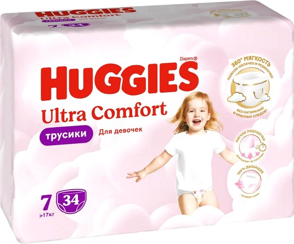 Изображение товара Подгузники-трусики детские Huggies Ultra Comfort Mega 7 Girl (34шт)