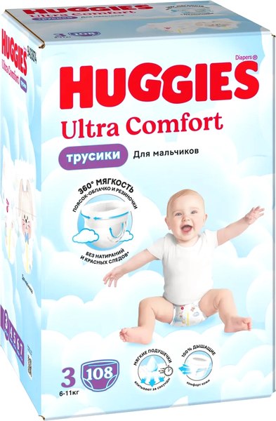 Изображение товара Подгузники-трусики детские Huggies Ultra Comfort Box 3 Boy (108шт)