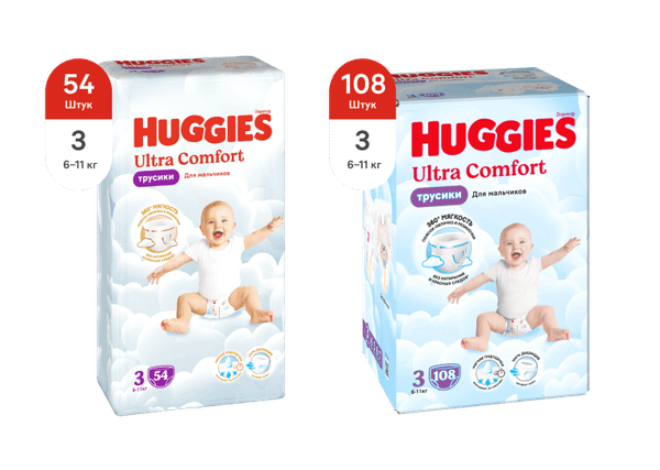 Изображение товара Подгузники-трусики детские Huggies Ultra Comfort Box 3 Boy (108шт)