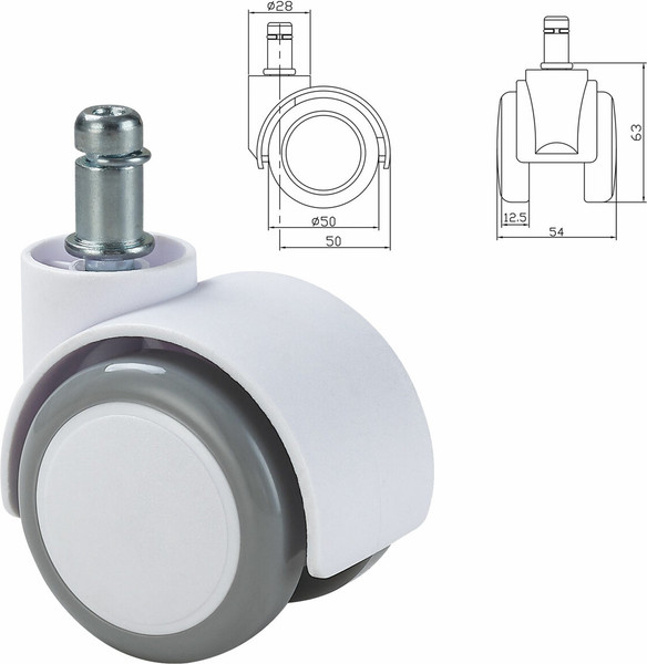 Изображение товара Комплект колес мебельных Brabix Для кресла d11 / 533086 (5шт, белый)