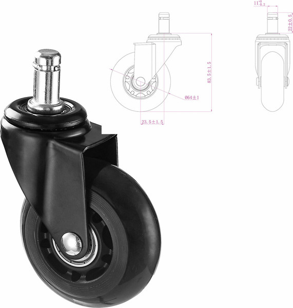 Изображение товара Комплект колес мебельных Brabix Для кресла d11 / 533087 (5шт, черны)