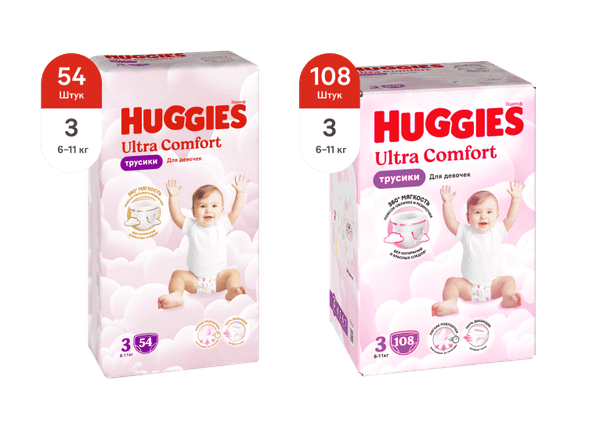 Изображение товара Подгузники-трусики детские Huggies Ultra Comfort Box 3 Girl (108шт)