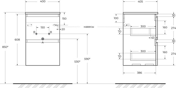 Изображение товара Тумба под умывальник BelBagno UNO-MINI-400-2C-SO-GSO