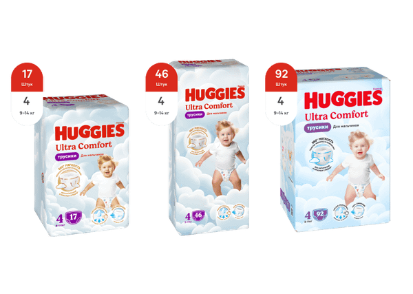 Изображение товара Подгузники-трусики детские Huggies Ultra Comfort Box 4 Boy (92шт)