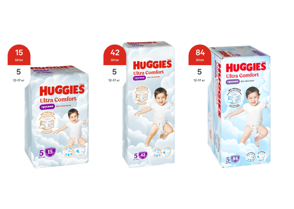 Изображение товара Подгузники-трусики детские Huggies Ultra Comfort Box 5 Boy (84шт)