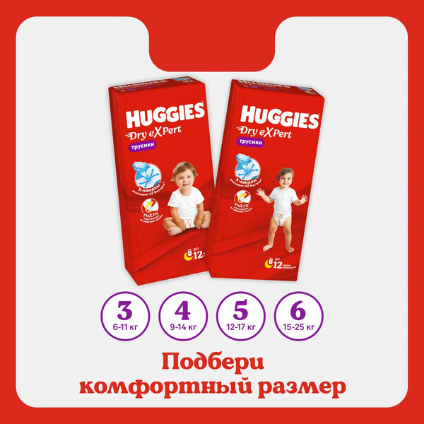 Изображение товара Подгузники-трусики детские Huggies Dry Expert Mega 3 (66шт)
