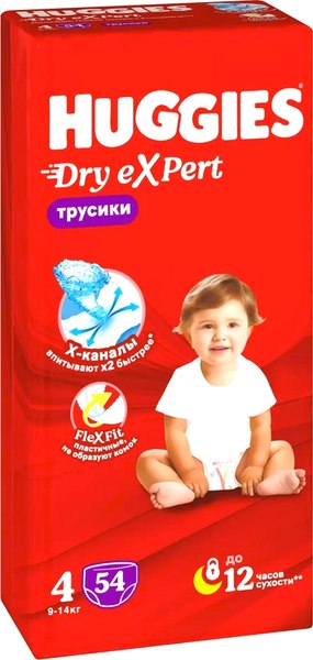 Изображение товара Подгузники-трусики детские Huggies Dry Expert Mega 4 (54шт)