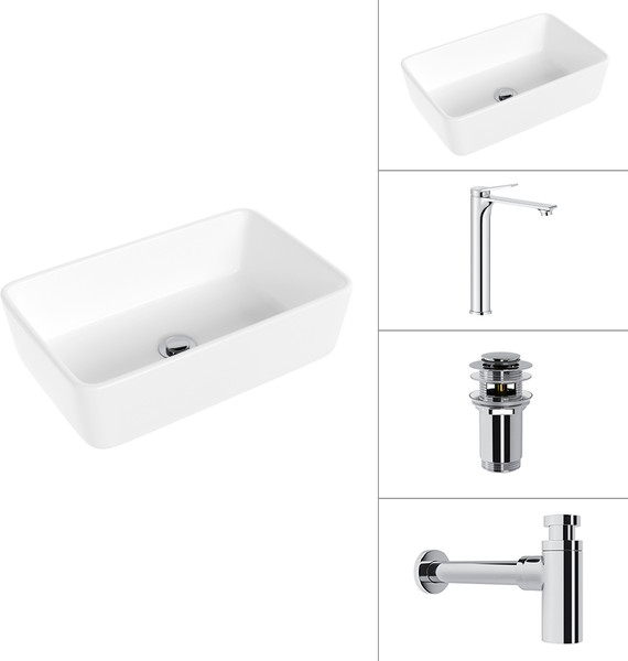 Изображение товара Умывальник со смесителем Lauter 21674A + Rio 21AM12672 + сифон 21635CH + дон.клапан 21190CH (хром)