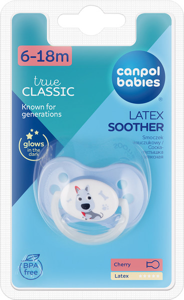 Изображение товара Пустышка Canpol Cute Animals Латексная Круглая 6-18 мес. / 22/594_blu