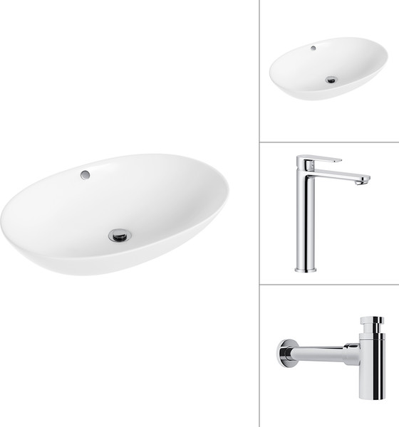 Изображение товара Умывальник со смесителем Lauter 21709 + Moon 21СK81691C с сифоном 21635CH (хром)
