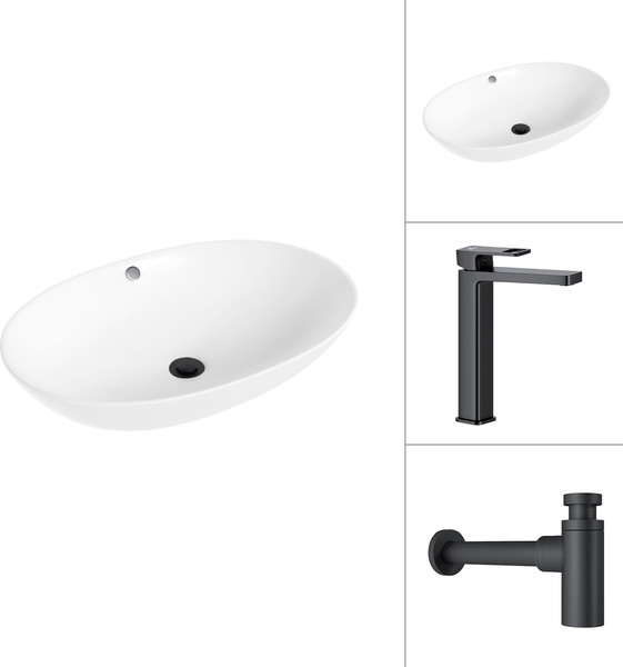 Изображение товара Умывальник со смесителем Lauter 21709 + Cascade 21СК0655BS с сифоном 21635B (черный матовый)