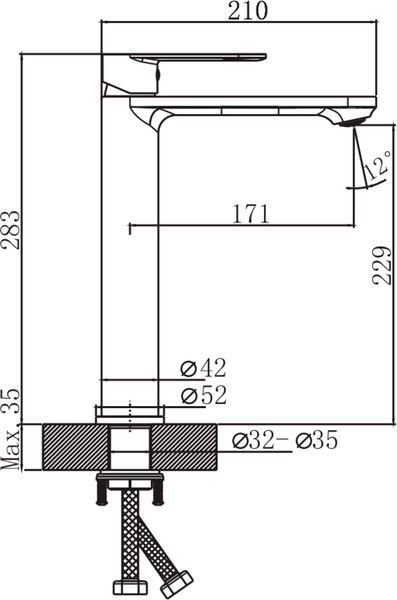 Изображение товара Умывальник со смесителем Lauter 21836A + Moon 21СK81691C + сифон 21635CH + дон.клапан 21190CH (хром)