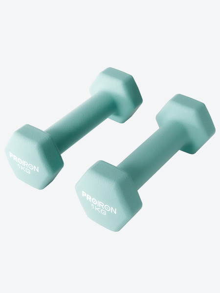 Изображение товара Набор гантелей Proiron Неопреновые гексагональные по 1кг / Г2010НГ (2шт)