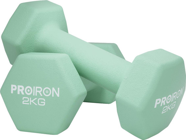 Изображение товара Набор гантелей Proiron Неопреновые гексагональные по 2кг / Г2020НГ (2шт)