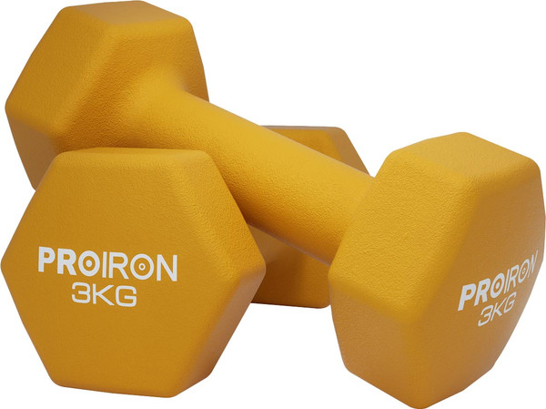 Изображение товара Набор гантелей Proiron Неопреновые гексагональные по 3кг / Г2030НГ (2шт)