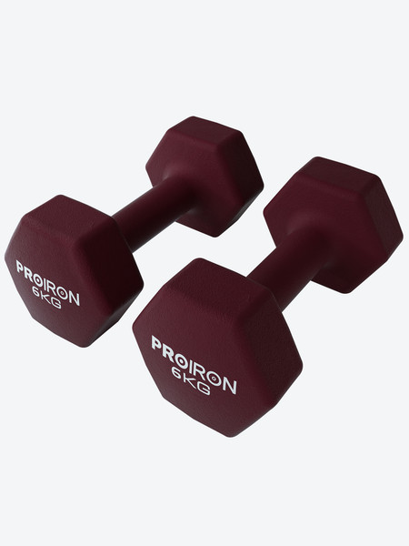 Изображение товара Набор гантелей Proiron Неопреновые гексагональные по 6кг / Г2060НГ (2шт)
