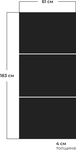 Изображение товара Гимнастический мат Proiron 183x61x4 / МС186Ч (черный)