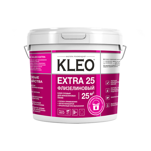 Изображение товара Клей для обоев KLEO Extra 25 флизелиновый готовый (5кг)