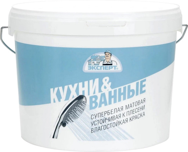 Изображение товара Краска Эксперт Для кухонь и ванных комнат (3.5кг, супербелый)
