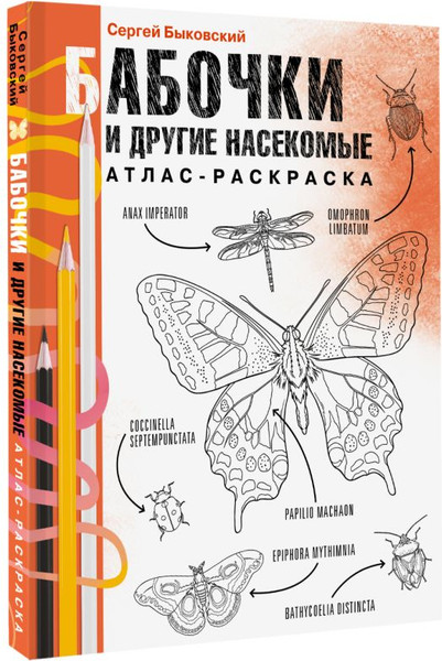 Изображение товара Раскраска АСТ Бабочки и другие насекомые. Атлас-раскраска, мягкая обложка (Быковский Сергей)