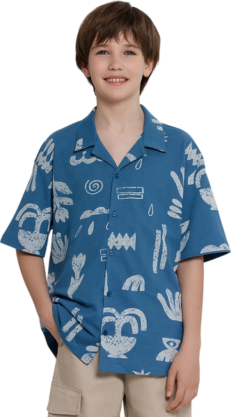 Изображение товара Рубашка детская Mark Formelle 113445 (р.152-76, узоры на пепельно-синем)