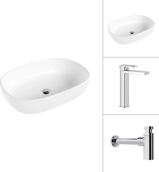 Изображение товара Умывальник со смесителем Lauter 21836 + Cascade 21СК0655C с сифоном 21635CH (хром)